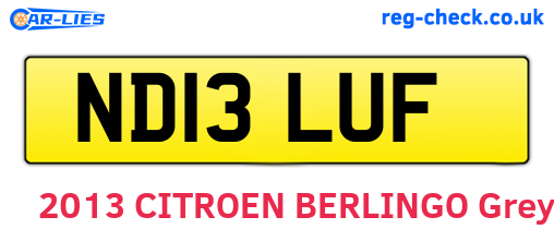 ND13LUF are the vehicle registration plates.