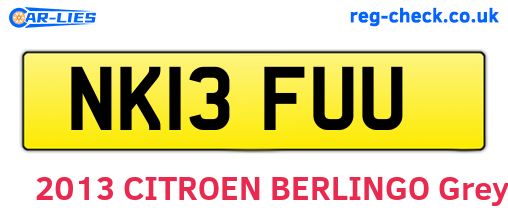 NK13FUU are the vehicle registration plates.