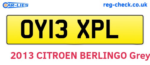 OY13XPL are the vehicle registration plates.