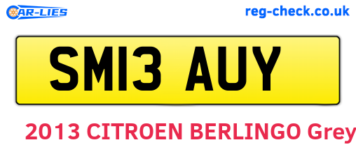 SM13AUY are the vehicle registration plates.