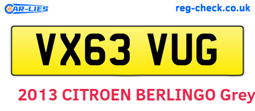 VX63VUG are the vehicle registration plates.