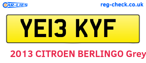 YE13KYF are the vehicle registration plates.
