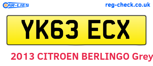 YK63ECX are the vehicle registration plates.