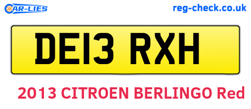 DE13RXH are the vehicle registration plates.
