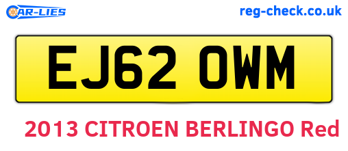 EJ62OWM are the vehicle registration plates.