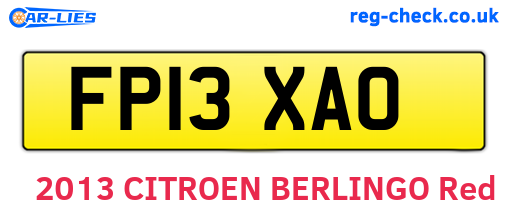 FP13XAO are the vehicle registration plates.