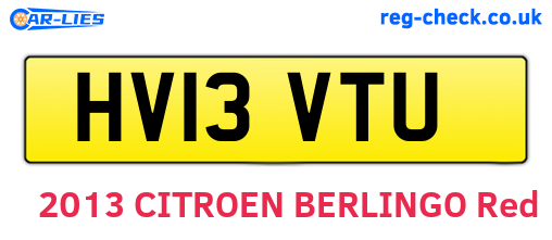 HV13VTU are the vehicle registration plates.