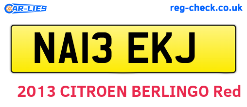 NA13EKJ are the vehicle registration plates.