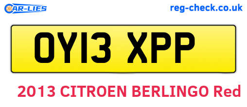 OY13XPP are the vehicle registration plates.