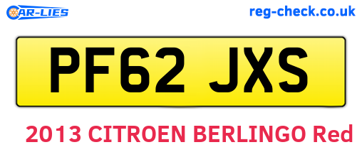 PF62JXS are the vehicle registration plates.