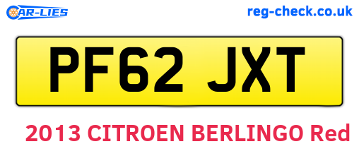 PF62JXT are the vehicle registration plates.