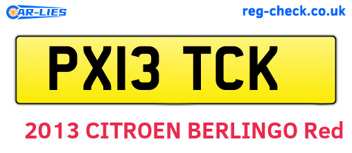 PX13TCK are the vehicle registration plates.