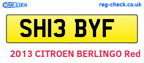 SH13BYF are the vehicle registration plates.