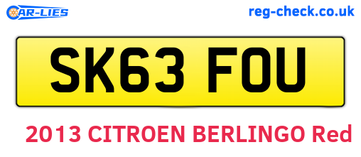 SK63FOU are the vehicle registration plates.