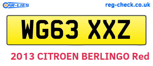 WG63XXZ are the vehicle registration plates.
