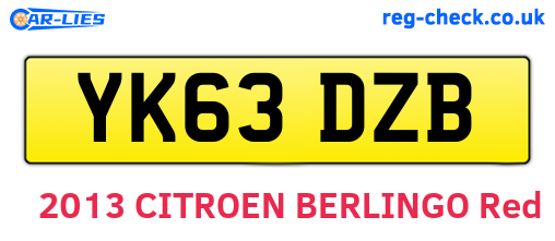 YK63DZB are the vehicle registration plates.