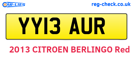 YY13AUR are the vehicle registration plates.