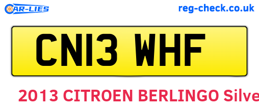 CN13WHF are the vehicle registration plates.