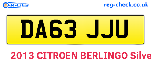 DA63JJU are the vehicle registration plates.