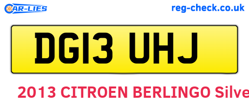 DG13UHJ are the vehicle registration plates.