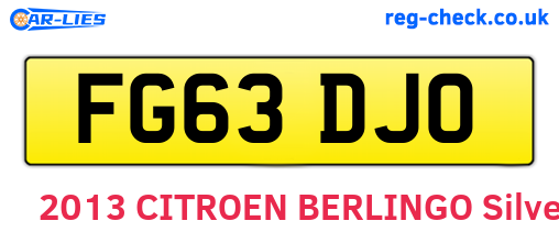FG63DJO are the vehicle registration plates.