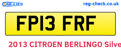 FP13FRF are the vehicle registration plates.