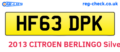 HF63DPK are the vehicle registration plates.