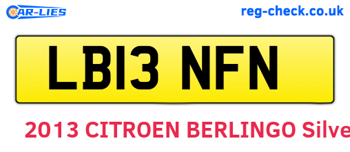 LB13NFN are the vehicle registration plates.