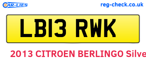 LB13RWK are the vehicle registration plates.