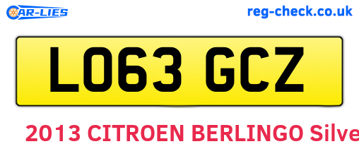 LO63GCZ are the vehicle registration plates.