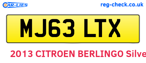 MJ63LTX are the vehicle registration plates.
