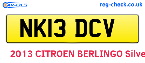 NK13DCV are the vehicle registration plates.