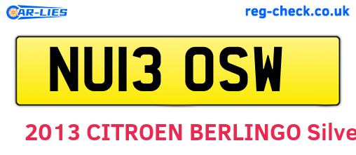 NU13OSW are the vehicle registration plates.