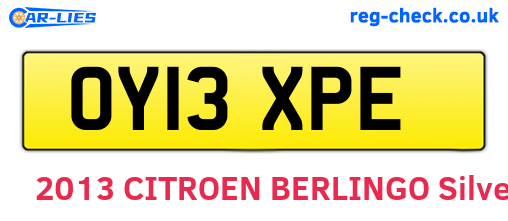 OY13XPE are the vehicle registration plates.