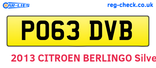 PO63DVB are the vehicle registration plates.