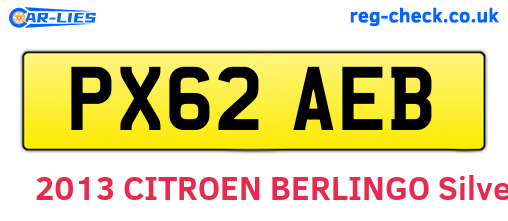 PX62AEB are the vehicle registration plates.