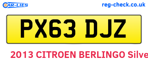 PX63DJZ are the vehicle registration plates.
