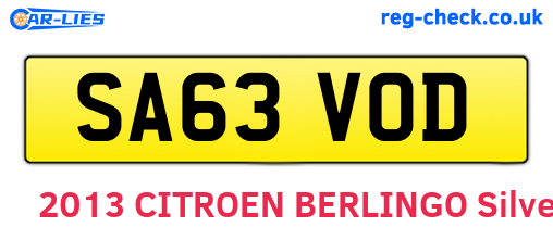 SA63VOD are the vehicle registration plates.