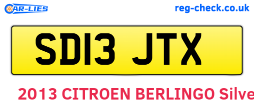 SD13JTX are the vehicle registration plates.