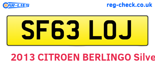 SF63LOJ are the vehicle registration plates.