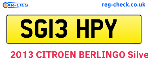 SG13HPY are the vehicle registration plates.