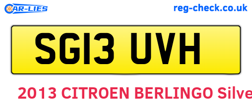 SG13UVH are the vehicle registration plates.