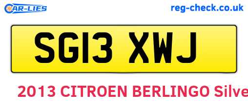 SG13XWJ are the vehicle registration plates.