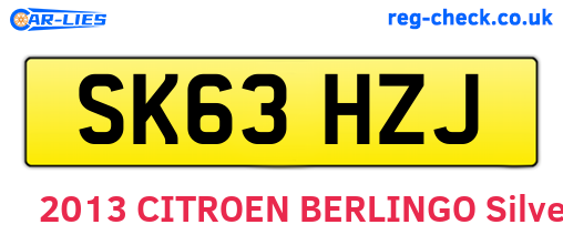 SK63HZJ are the vehicle registration plates.