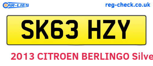 SK63HZY are the vehicle registration plates.
