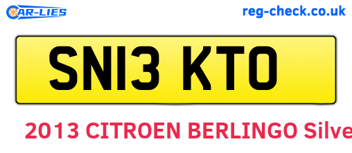 SN13KTO are the vehicle registration plates.