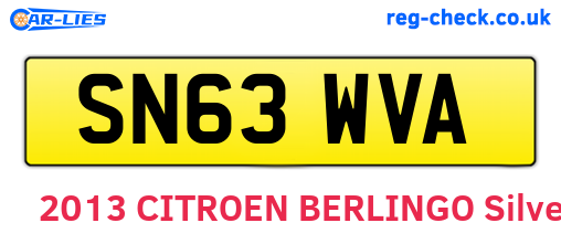 SN63WVA are the vehicle registration plates.