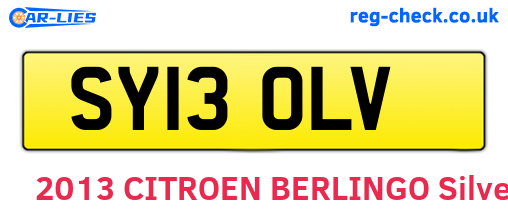 SY13OLV are the vehicle registration plates.