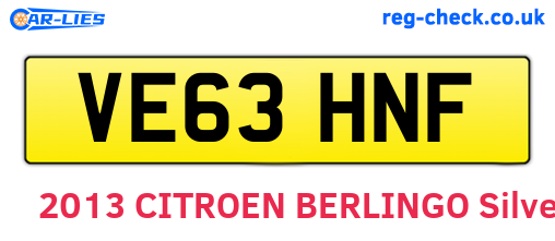 VE63HNF are the vehicle registration plates.