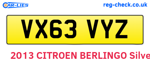 VX63VYZ are the vehicle registration plates.